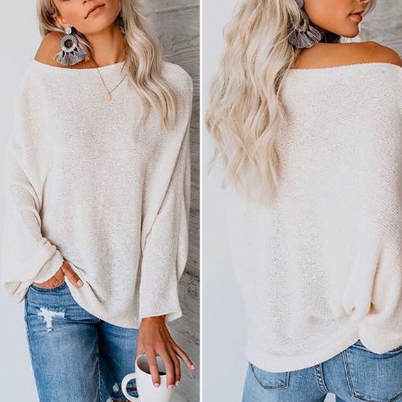 NWT Women’s Oversized Off Shoulder Knit Top - Picture 6 of 7